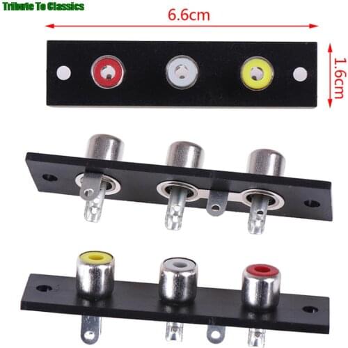 3 Way RCA Terminal Wall Panel Plate Input Phono Chassis Socket Audio Adapter 6.6x1.6cm
