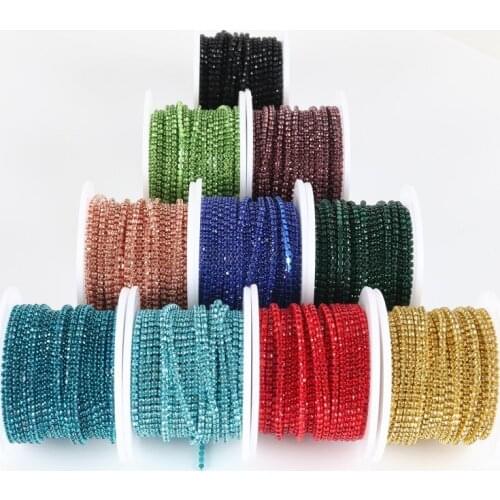 5 yards rhinestone cup chain with same color stone hot selling nail airt crystal strass for dress