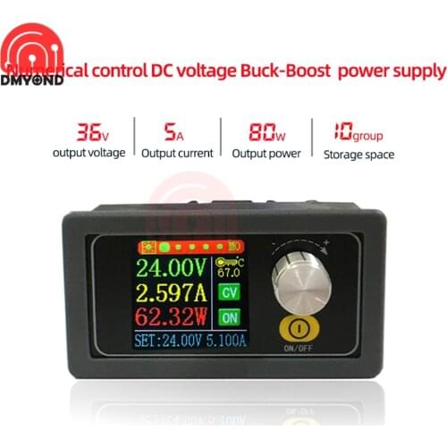 80W DC DC CNC Buck Boost Converter CC CV 0.6-36V 5A Regulated Adjustable Power Module Variable Power Supply Digital Voltmeter