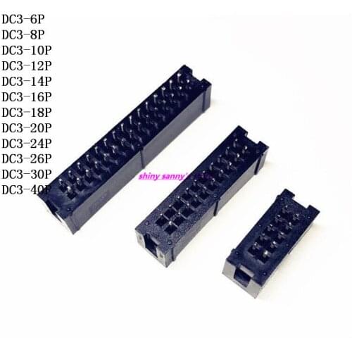 DC3-6P , 8P , 10P , 12P Socket Straight Double Row IDC Box Connector 2.54mm Pitch Box Headers Female Connector Brand New