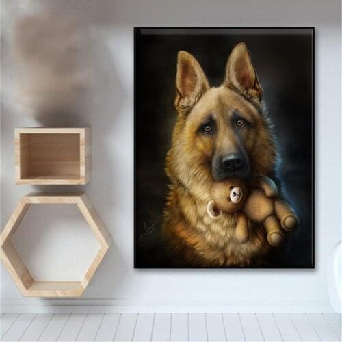 5D DIY Diamond Painting Full Square Round Drill German Shepherd Embroidery Cross Stitch 5D icon gift Home Decor mosaic puzzle
