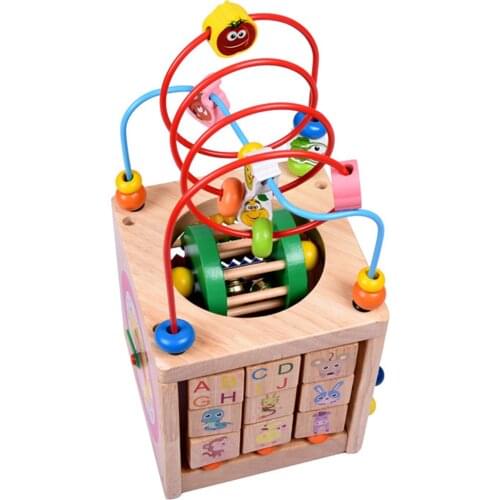 5 in 1 Wooden Activity Cube Multi-Purpose Educational Toys for