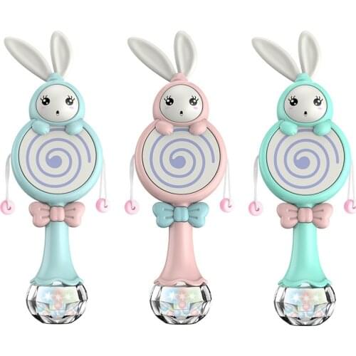 Baby Music Rattle Teether Development Toys Cute Rabbit Musical Flashing Hand Bells Infant Early Educational Mobiles Toys 0-12M