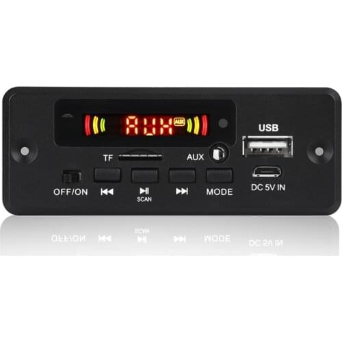 HFES 2X3W Amplifier MP3 Decoder Board 12V Bluetooth 5.0 30W Car FM Radio Module Support TF USB AUX