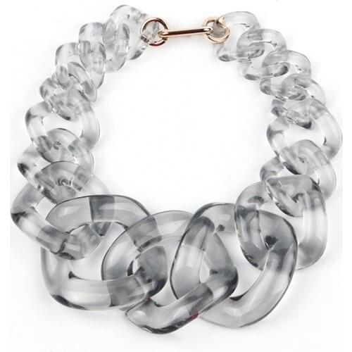 European American Fashion Acrylic Exaggerated Necklace For Women Jewelry Yellow Red Blue Orange Gray Geometric Necklace