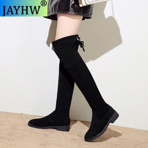 JAYHW Fashion Women Boots Spring Winter Over The Knee Heels Quality Suede Long Comfort Square Botines Mujer Thigh High Boots