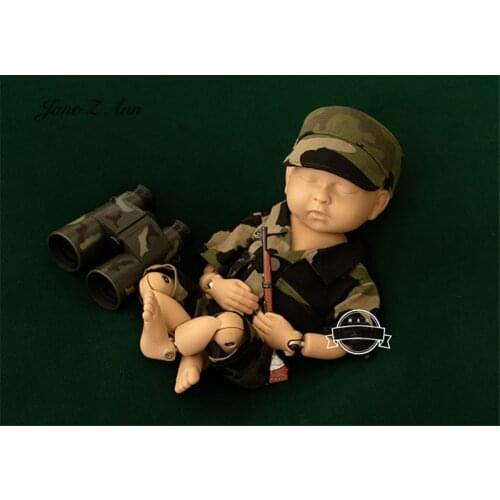 Camouflage military uniform special warfare suit one-piece suit hat props newborn photography infant baby photo studio outifts
