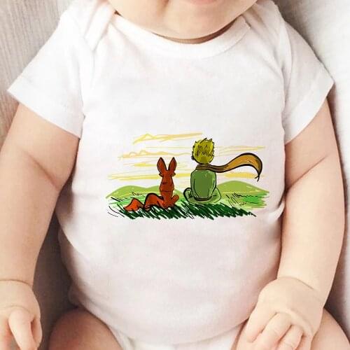 Kawaii Baby Beautiful Romper Aesthetic Little Prince Unisex Clothes Fashion 0-24M Newborn Casual Bodysuit One-Pieces Harajuku