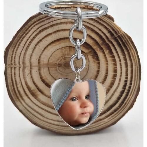 Konminry Customized Heart Shape Keychains Personalized Glass Dome Snowflake Key Chain For That Special Someone Baby Family