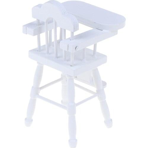1/12 Scale Miniature Dollhouse Baby High Chair Model Buildinfg Kit White Color