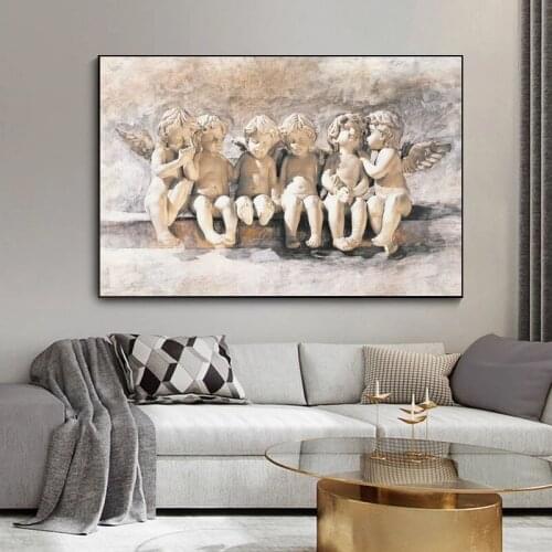 Modular HD Print Statue of Angels Children Canvas Painting Posters and Prints Wall Art Ictures for Living Room Home Decoration