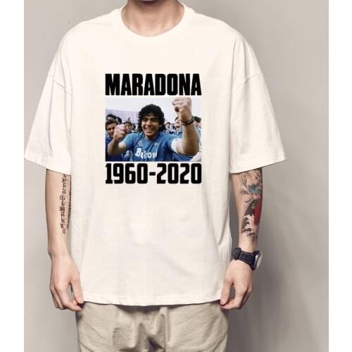 2021 Short Sleeve Maradona Printed T-shirt Men Clothing Casual Round Neck Short-sleeved T Shirts Harajuku 100% Cotton Tops Male