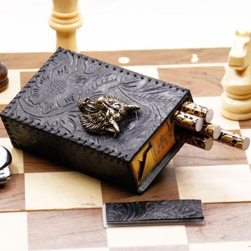 Arabesque Genuine Leather Soft Box Cigarette Pack Grizzly Bear Hanging Waist Portable Cowhide Smoking Tool Storage Case 20sticks