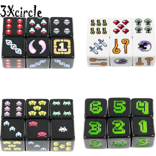 Brand New! 18mm Digital D6 Dice Set 6pcs/set, Plastic 6 Sided Cube for Poker Card Game/Education Gambling,Board Game