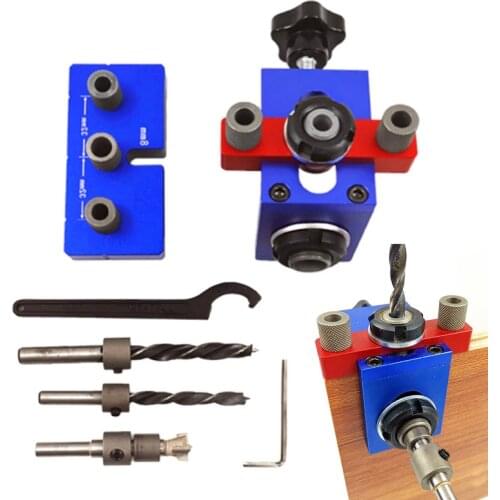 Pocket Hole Jig Kit Doweling Jig Wood Vertical Drilling Detachable Locator For Furniture Connecting Hole Puncher Carpentry Tools