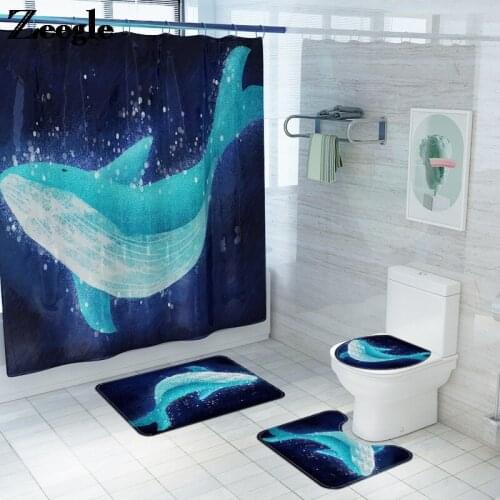 Printed Bathroom Mat Set and Shower Curtain Floor Mat Anti Slip Mat Foot Mat for Bathroom Microfiber Bath Rugs