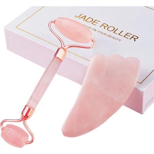 Jade Roller Face Massager Lift Slimmer Shaper Massage Rose Quartz Natural Stone Crystal Slimming Skin care Tool Facial Roller