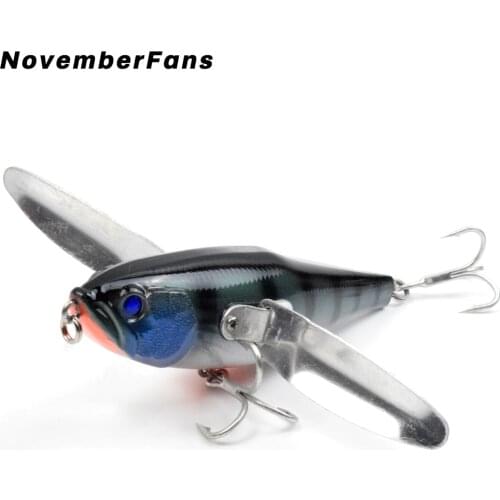 NovemberFans 12cm 34g Topwater Popper Bait Fishing Lure Hard Body Stainless Steel Wings Floating Wobbler Swimbait Fishing Tackle