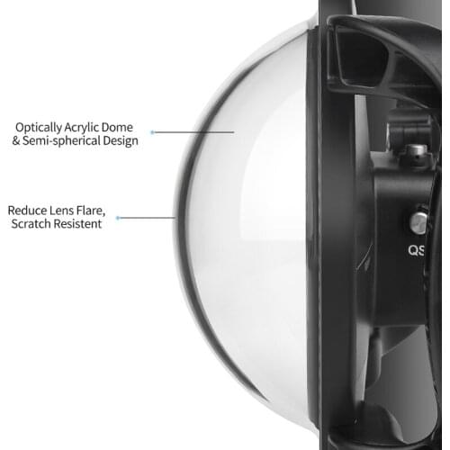 2021 New Dual Handheld Dome Port 45m Waterproof Diving Housing Case Cover with Trigger 180° Super Wide Angle Compatible with