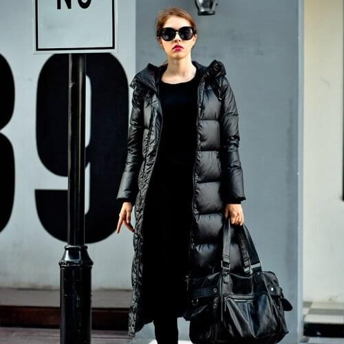 2021 Winter Jacket Women Long Down Parkas Fashion Coat Loose Thick Warm Hooded Duck Down Jacket Women Casual Plus Size Overcoat