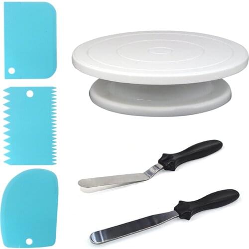 Plastic Cake Stand Turntable Rotating Rack Dough Knife Decorating Smoother Cream Cakes Plate Rotary Table DIY Baking Tool CT2279
