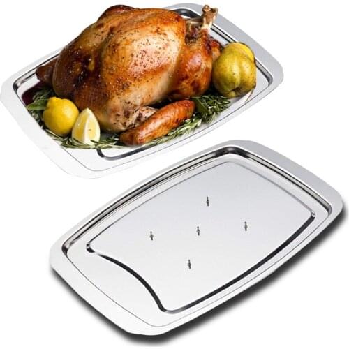 Stainless Steel Turkey Baking Basin Roast Chicken Rack Roast Chicken Plate Christmas Roast Plate Barbecue Rack Barbecue Tray