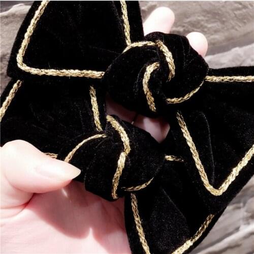 Fashion Simple Girls hair accessories Sweet Bow headband Black rubber band elastic hair bands 2018 FANSSEE