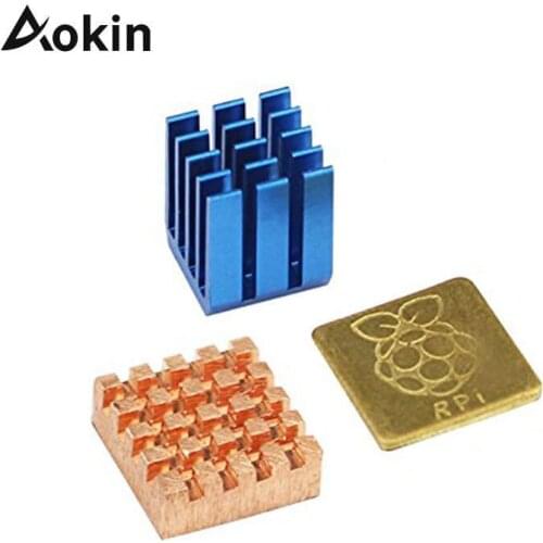 For Raspberry Pi 3 Model B 1 Aluminum Heat Sink + 2 Copper Cooling Sinks Pad Disipador Heatsink For Raspberri Pi 3 B+/3