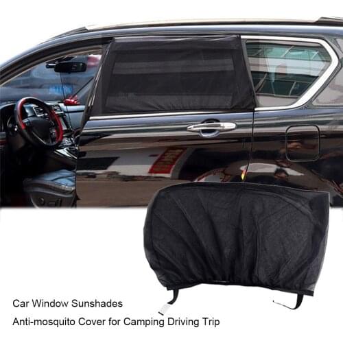 2pcs Car Front & Rear Side Window Sun Visor Shade Mesh Cover Sunshade Insulation 1Anti-mosquito Fabric Shield UV Protector