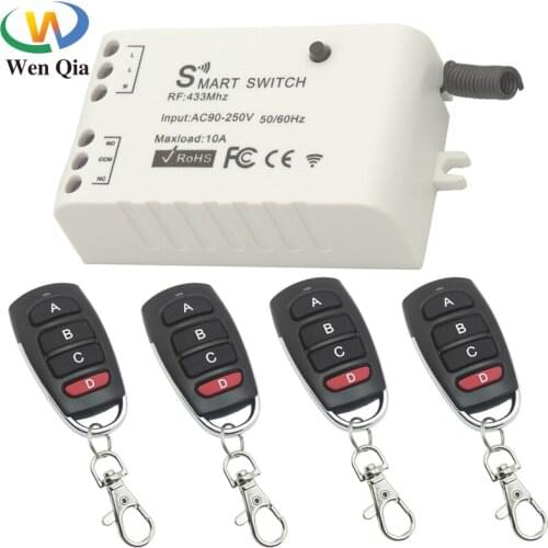 433Mhz Universal Wireless Remote Control Lighting AC90V-250V 10A 1CH RF Relay Receiver Transmitter Module for LED/Light/fan/lamp