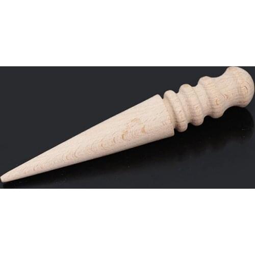 DIY Natural Solid Wood Leathercraft Round Wooden Edge Slicker Burnisher for Leather Tool Working 1 pcs