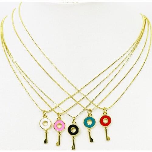 10 Pcs Enamel Key Style Pendant Necklace Tiny Key Jewelry Pendant Necklace Jewelry Accessories Jewelry Necklace Gift 7431