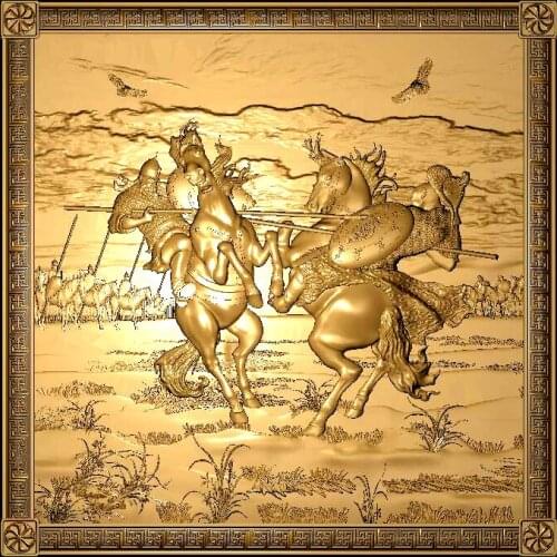 Panel_poedinok_kulikov_pole 3d model STL relief for cnc 3d Relief Model STL Router 3 axi Engraver ArtCam Aspire War Cut3D Vcarve