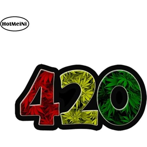 HotMeiNi Car Styling Car Sticker 420 Rasta vinyl Sticker - Weed Leaf Leaves dank bud bumper car truck Waterproof 13cm* .7.5cm