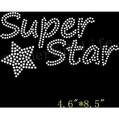 Free shipping super star hotfix rhinestones transfer design motif bling for clothing