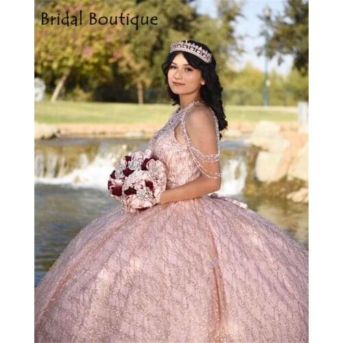 Shinny Sequined Ball Gown Quinceanera Dresses Beading Sweet 16 Dress Off the Shoulder vestidos de 15 años 2021