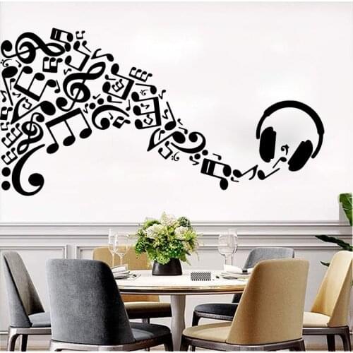 Large Music Note Headphone Wall Sticker Baby Nursery Kids Room Musical Notes Jazz DJ Earphone Wall Decal Bedroom Plaroom