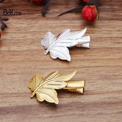 BoYuTe (20 Pieces/Lot) 30*35MM Maple Leaf Welding 35MM Hair Clips DIY Hair Accessories Materials Factory Supply