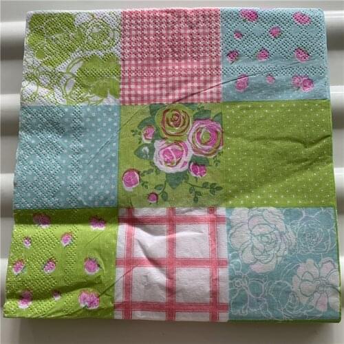 Decoupage paper napkins elegant tissue vintage towel green pink striped flower birthday wedding party beautiful hotel decor 20
