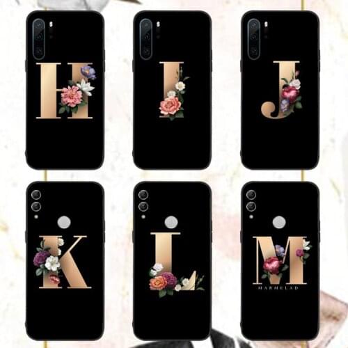 Customized Initial Letter Phone Case For Huawei Enjoy 7 7s 8 8e 9 9e 10 Y5 Y6 II Y7 Y9 PRIME 2018 2019 NOVA3E plus 2017 view9 3e