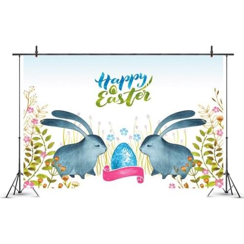 Happy Easter Party Blue Bunny Photography Background Photo Booth Studio Decor