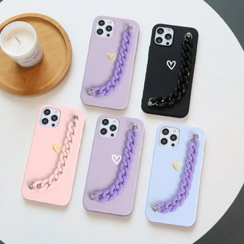 Colorful Bracelet Chain Case For iPhone 12 11 Pro Max Mini X XR XS Max 7 8 6 6s Plus 5 5S SE 2020 Cute Love Heart Soft TPU Cover