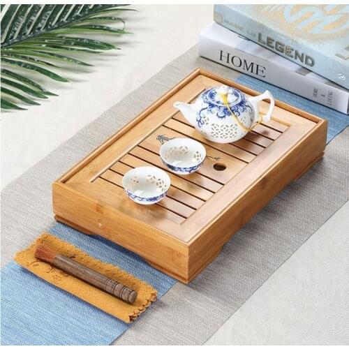 Lotus and Fish * Bamboo Gongfu Tea Table Serving Tray 40*28cm Bamboo Tea Table Kungfu Tea Ceremony TeaBoard