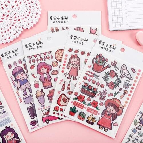 Little girl washi stickers DIY cute cartoon album diary handbook material decorative stickers small stickers