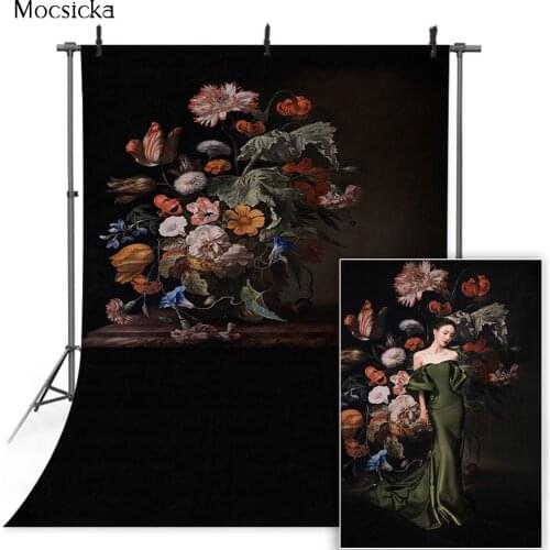 Oil Painting floral backdrop bridal art background for photography studio abstract texture old master flower backdrop for prop