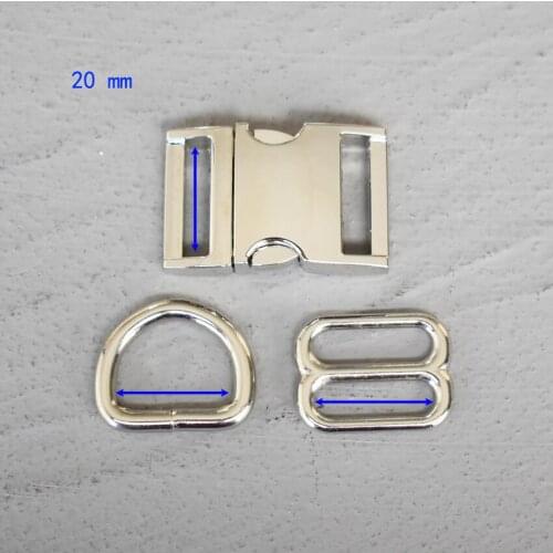 1 Set 20mm Metal Hardware D Ring Belt Straps Slider Side Release Buckle Spring Hook For Dog Leash Harness Accessories