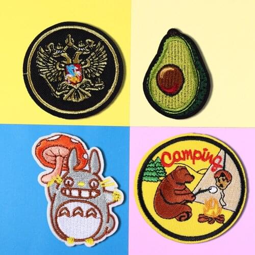 National emblem of Russia Embroidered Fruit avocado Patches For Jeans Men Jacket Clothing Barbecue in the field Patch Stickers