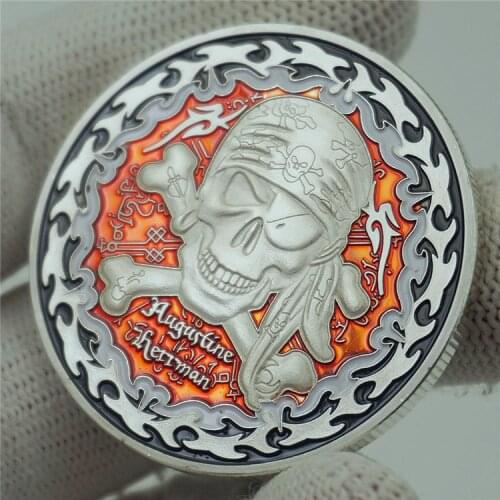 Very Beautiful Silver Plated Coin Pirate Ship Augustine Herman In Memory Creative Souvenir Metal Coins Collection Gifts