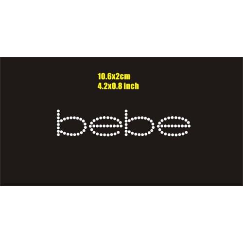 Letter bebe hot fix rhinestone transfer motif