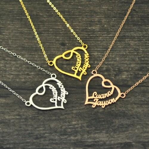 Personalized Heart Name Necklace, Couples Name necklace, Name Heart Necklace,Gift for Her,Custom Necklace